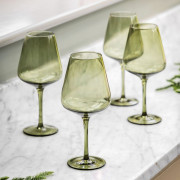 Green Wine Glass Set Of 4 Elegant Tinted Glassware 